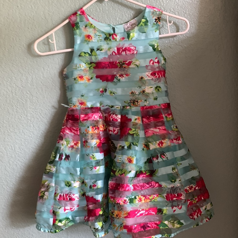 Striped floral girls dress